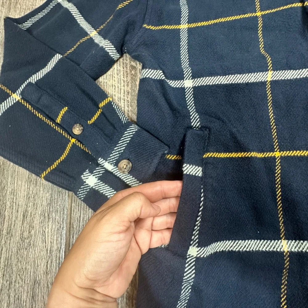 Goodfellow & Co Heavyweight Plaid Flannel Shirt Jacket Mens Size M Midnight Blue
